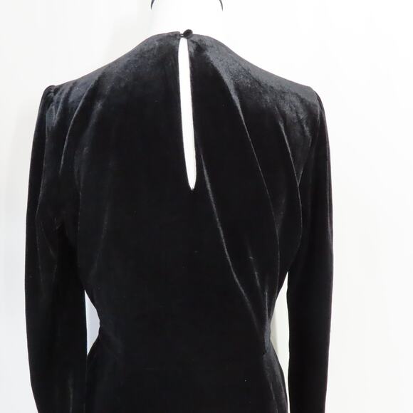 Yumi Kim Black Velvet Surplice Neckline Wrap Skirt Mini Dress Long Sleeves Small - Picture 5 of 7